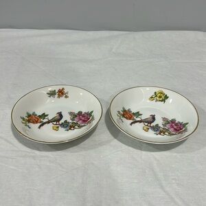 Vintage Epiag Czechoslovakia 2 small serving Plates Royal Peacock Flowers